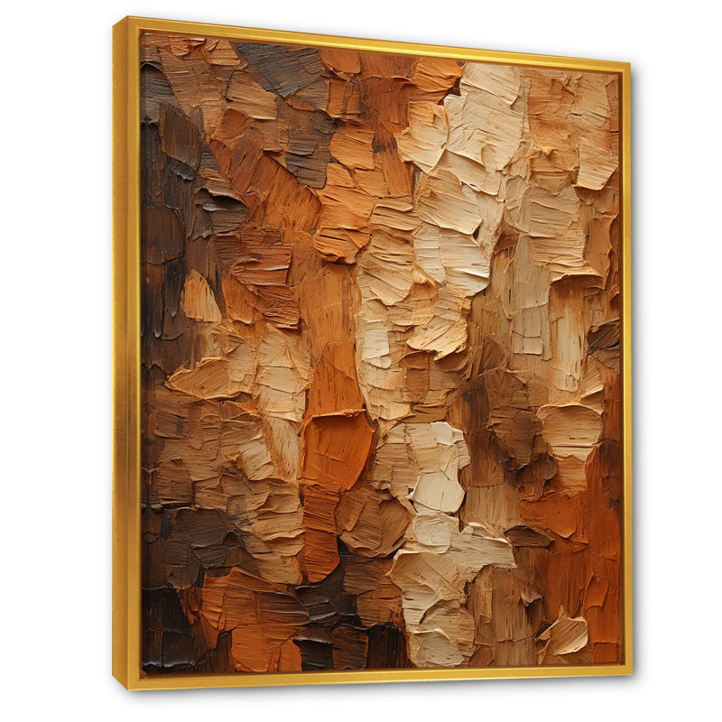 Brown Tree Bark Essence 2 - Tree Wall Art, Gold Floater Framed, 44" H x 34" W x 1.5" D