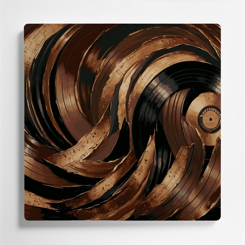 Musique, disques vinyles rétro, art mural en métal brun, H 8 po x l 8 po