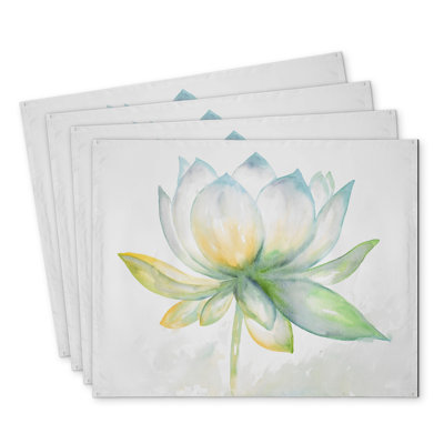 Lotus Flower Polyester Placemats Set of 4 | Home Decor