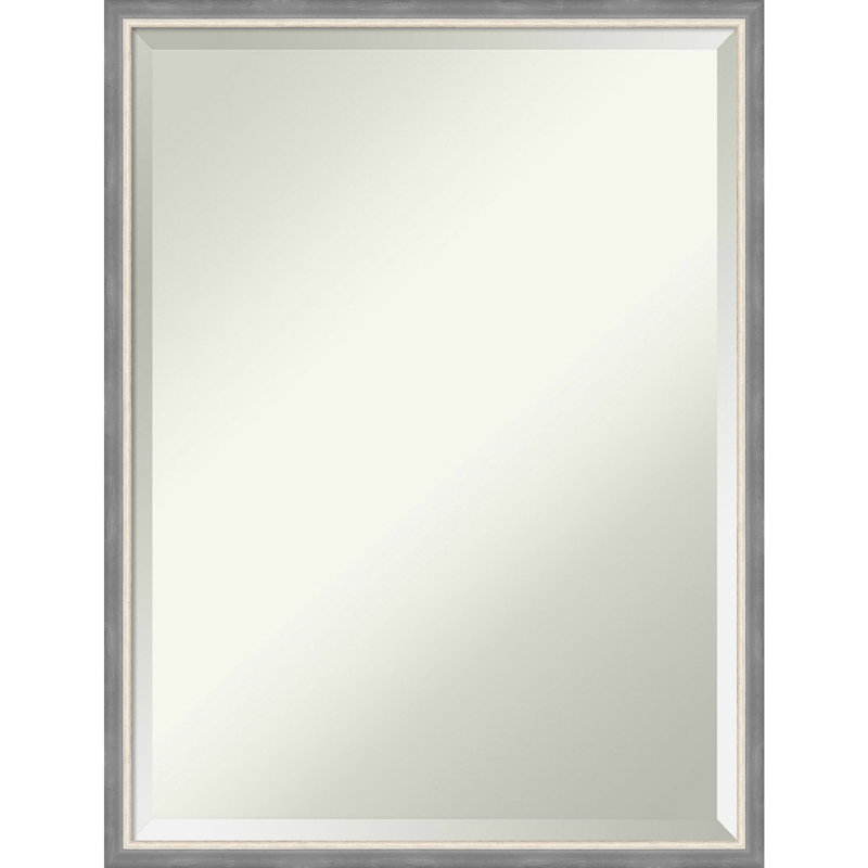 Camilya Solid Wood Rectangle Wall Mirror, Blue, 25.25" x 19.25"