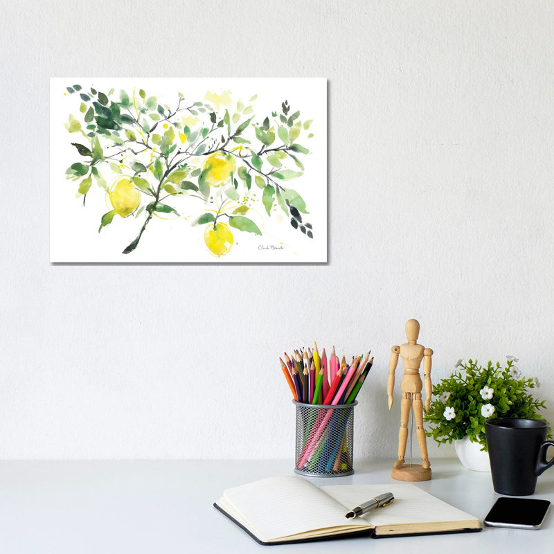 Lemon Branch 1 Piece Wrapped Canvas Painting, 20.32 cm H x 30.48 cm W