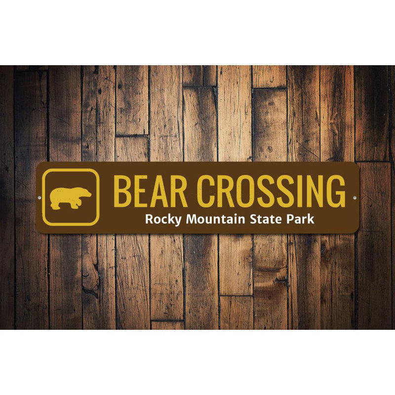 Panneau en aluminium personnalisé Bear Crossing Trail, H 4 po x l 18 po x P 0,04 po