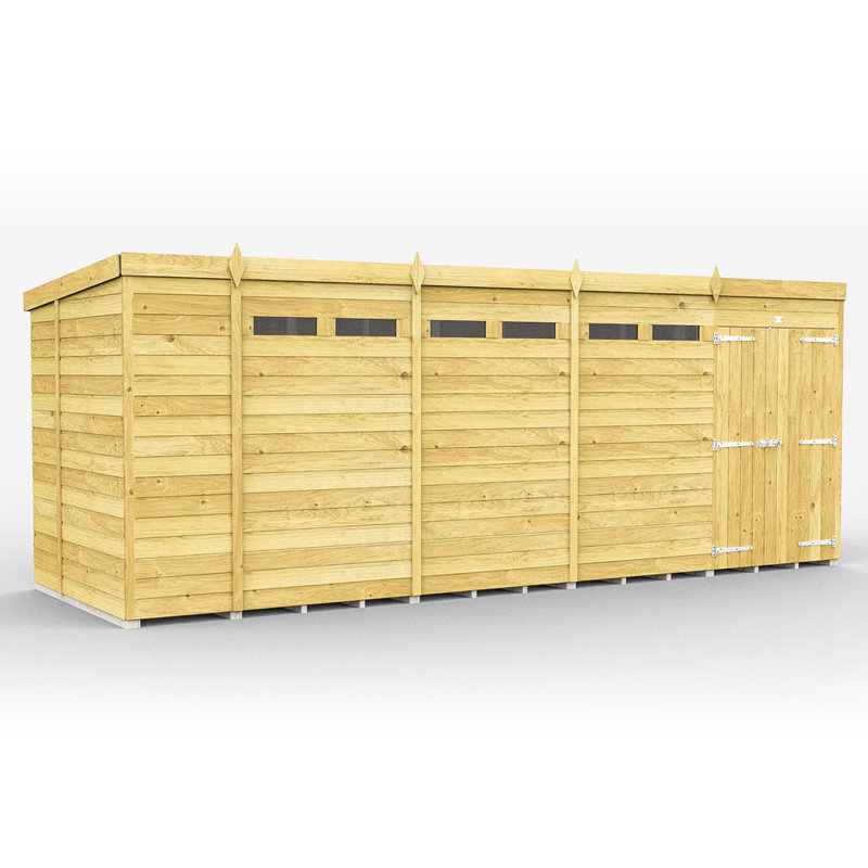 19ft x 6ft Pent Security Shed - Double Door