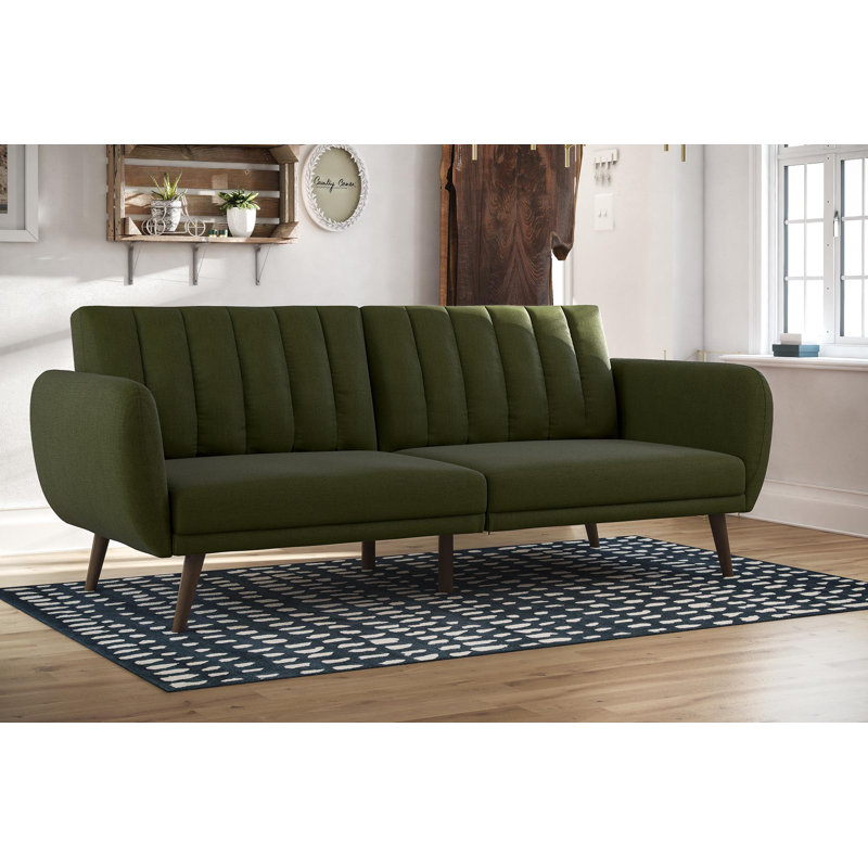 Novogratz Brittany 81.5" Round Arm Futon Chair, Green Linen