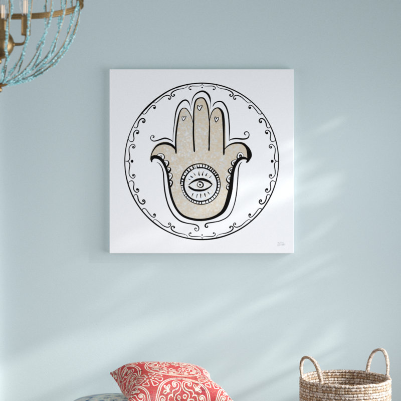 Graphic Hamsa by Melissa Averinos - No Frame Painting on Canvas, 76cm H x 76cm W x 3.8cm D