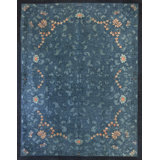 Room Size Blue Chinese Knotted 1890s Antique Wool Rectangle - Peking Rug