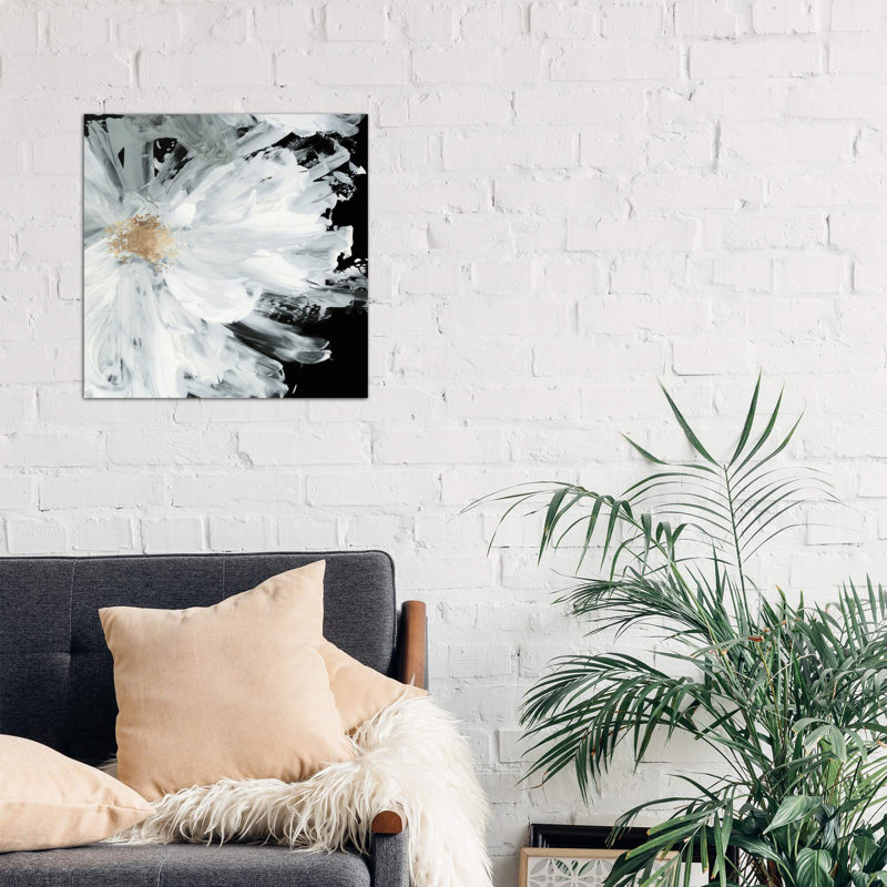 Black Peony by Asia Jensen - Painting on Canvas, Wrapped Canvas, 45.72 cm H x 45.72 cm W x 1.91 cm D