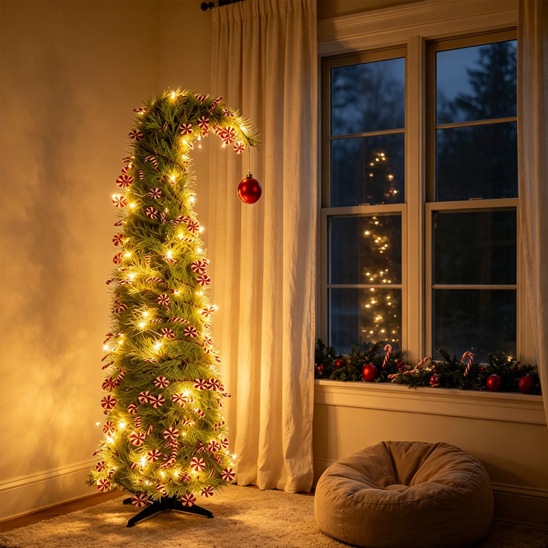 Arbre de Noël escamotable escamotable de 5 pi avec lumières candy