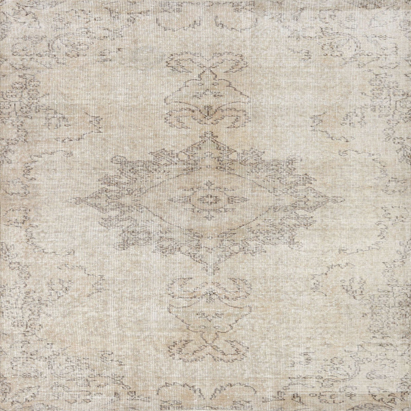 Tapis beige contemporain, Carré 7 pi x 7 pi
