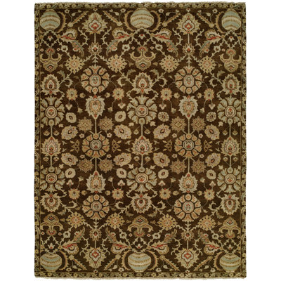 Tapis brun / beige en laine noué à la main Lora