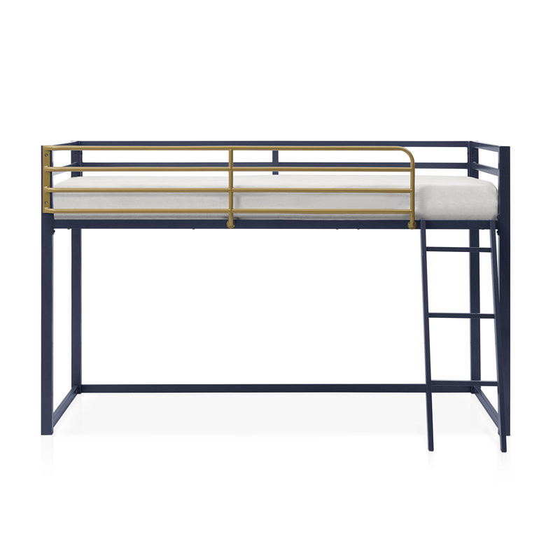 Audreena Twin Metal Platform Loft Bed, Navy Blue