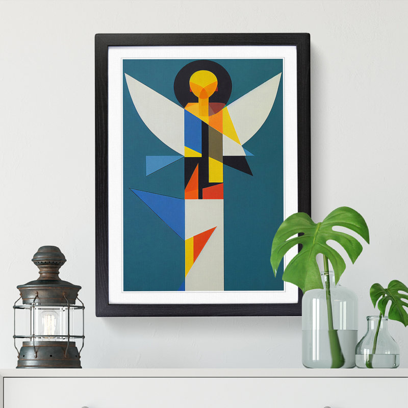 FRM-V0523-99X Angel Suprematism - Single Picture Frame Print, Walnut Framed, 46cm H x 34cm W x 2cm D