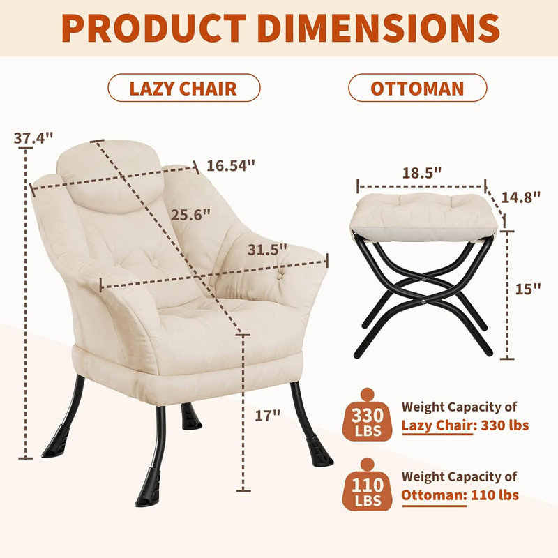 Upholstered Armchair, Beige