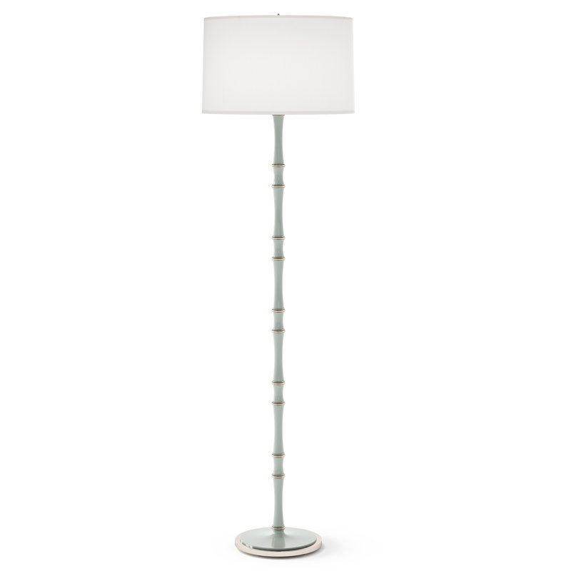 Kane 64.50'' Traditional Floor Lamp, Ascot White, Celadon/Polished Nickel