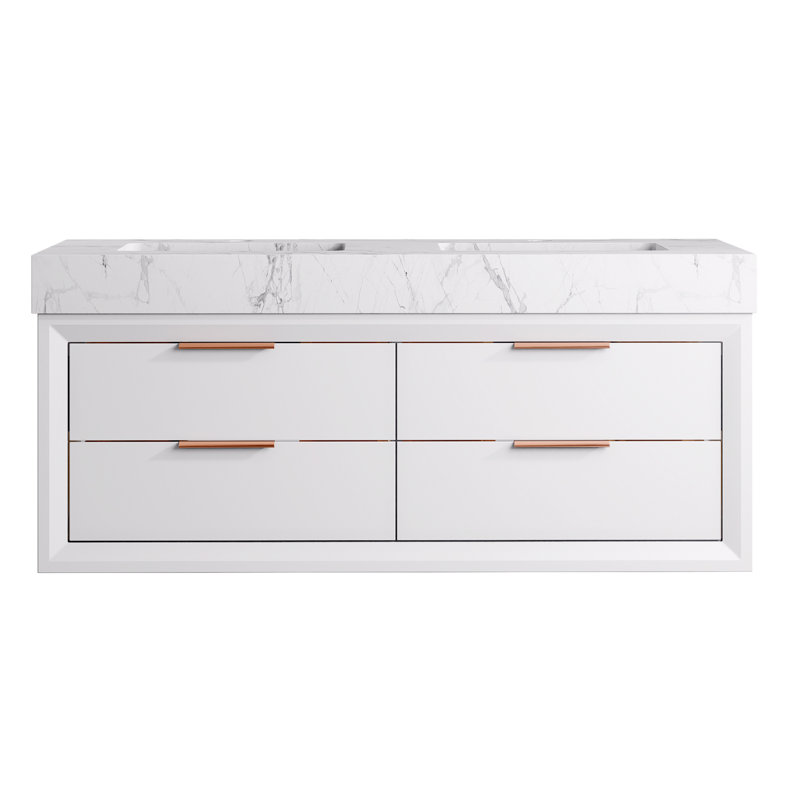 Ensemble de meuble-lavabo simple 48 po avec plateau Mayatte Grado, Blanc (incorrect), 48"
