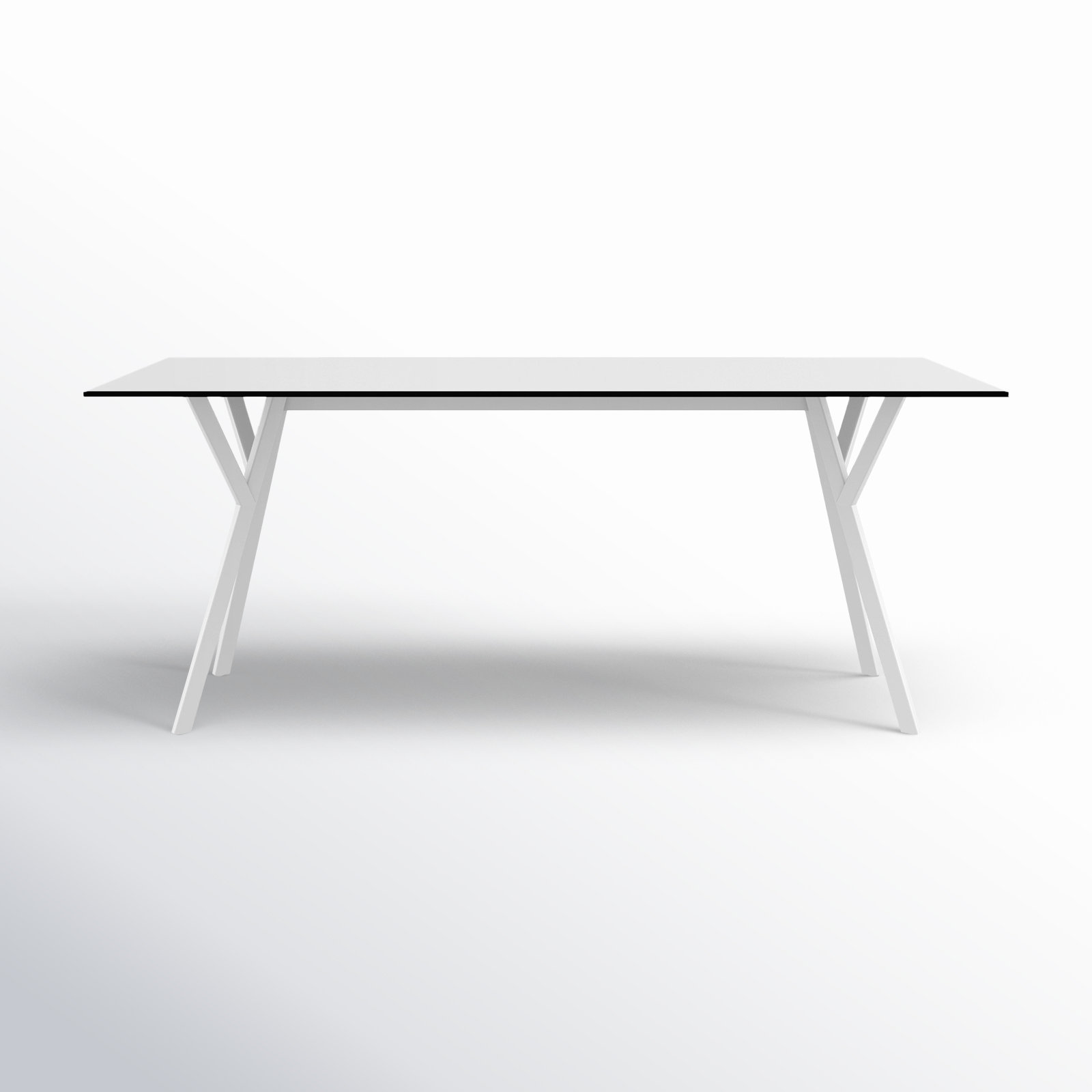 Pontus Synthetic Laminate Outdoor Dining Table, White, 35.5'' W x 71'' L x 29.5'' H