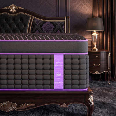 Matelas pour grand lit de 16 pouces dans une boîte, matelas en mousse viscoélastique gélifiée hybride avec ressorts ensachés individuellement, soulagement de la pression, soutien du sommeil rafraîchissant, isolement des mouvements, soutien des bords
