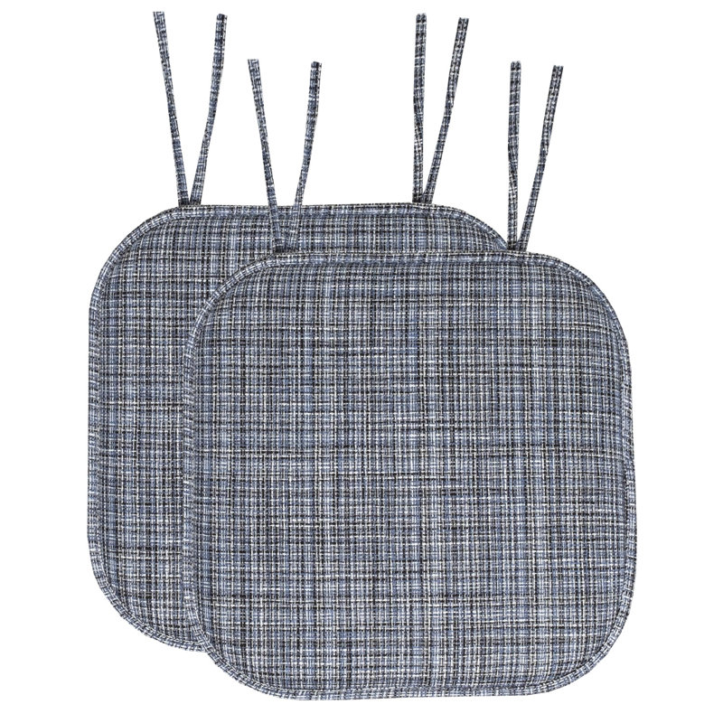 Coussin de chaise antidérapant en mousse à mémoire de forme 16 po x 16 po Aria, Paquet de 4, Bleu et noir