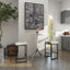 Ursae Leather Cowhide Beige Counter Stool with Black Metal Base