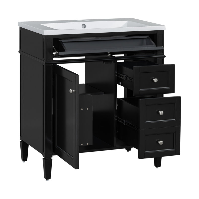 Meuble-lavabo de 30 po avec lavabo supérieur, Noir