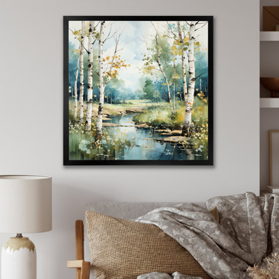 Birch Woods Whispering Winds X - Tree Birch Framed Wall Art