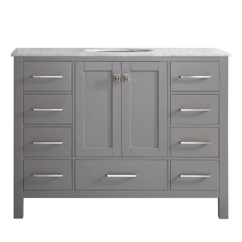 Ensemble de meuble-lavabo simple de 48 po pour la salle de bain Bhalaram, Gris
