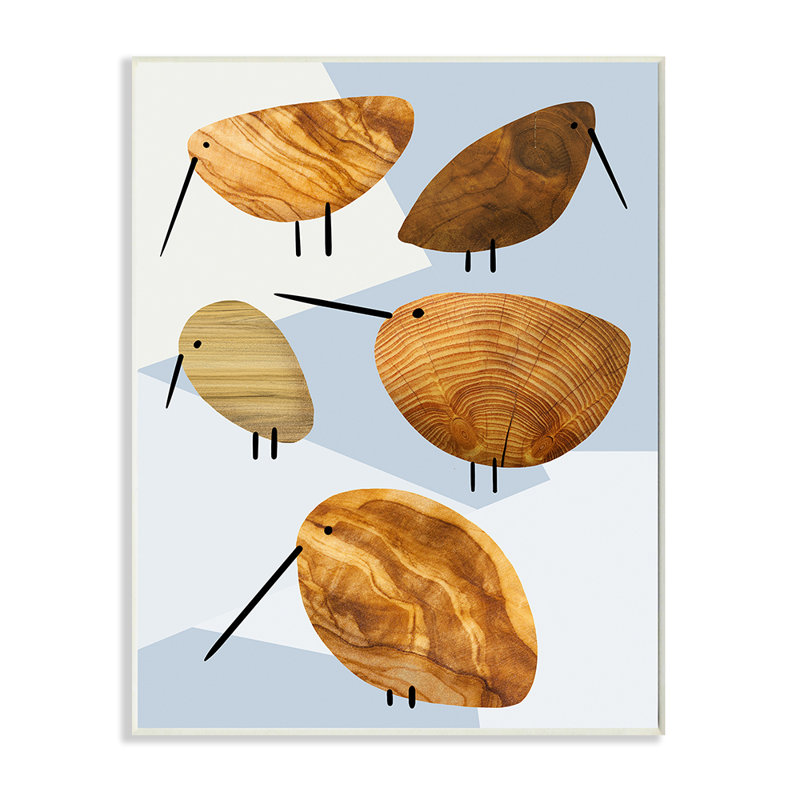 «Abstract Abstract Tree Birds Blue Geometric Shapes» par Daphne Polselli - impression d'art graphique, Plaque murale