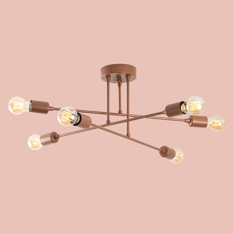 Lustre spoutnik 6 lumières, Poteau en cuivre