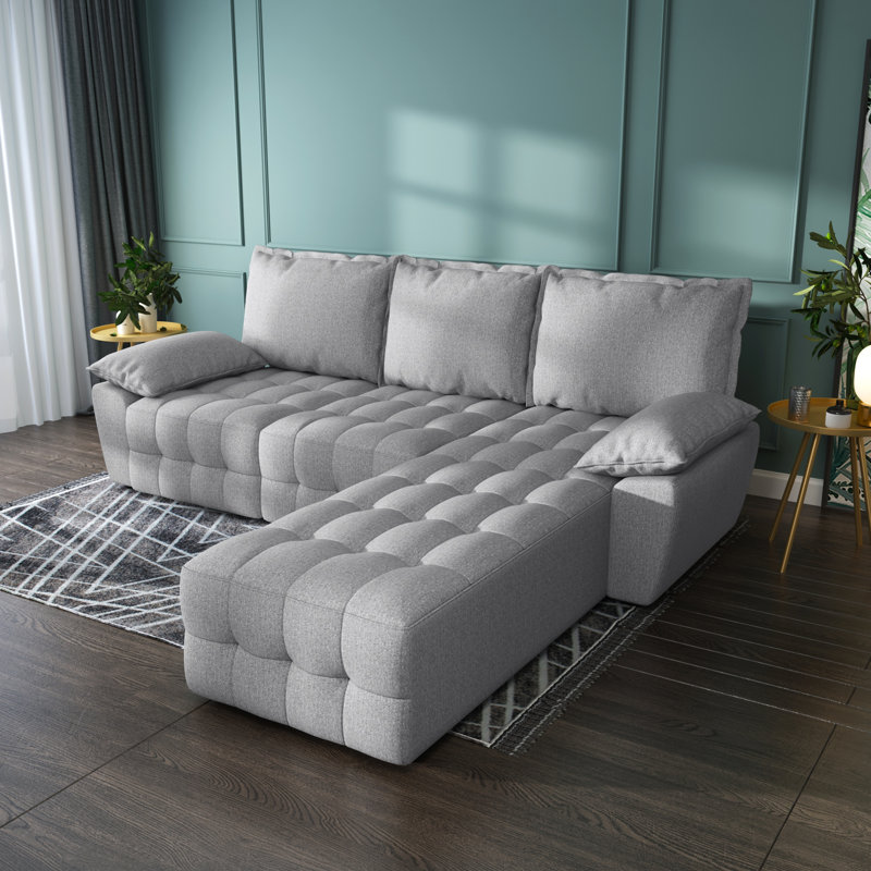 97 inch Modular Sectional Sofa Set, Extra Large L Shaped Couch with Reversible Chaise Modular Convertible Sectional Couch, Couches for Living Room Bedroom Lounge Office, Leather, Mustard Gold