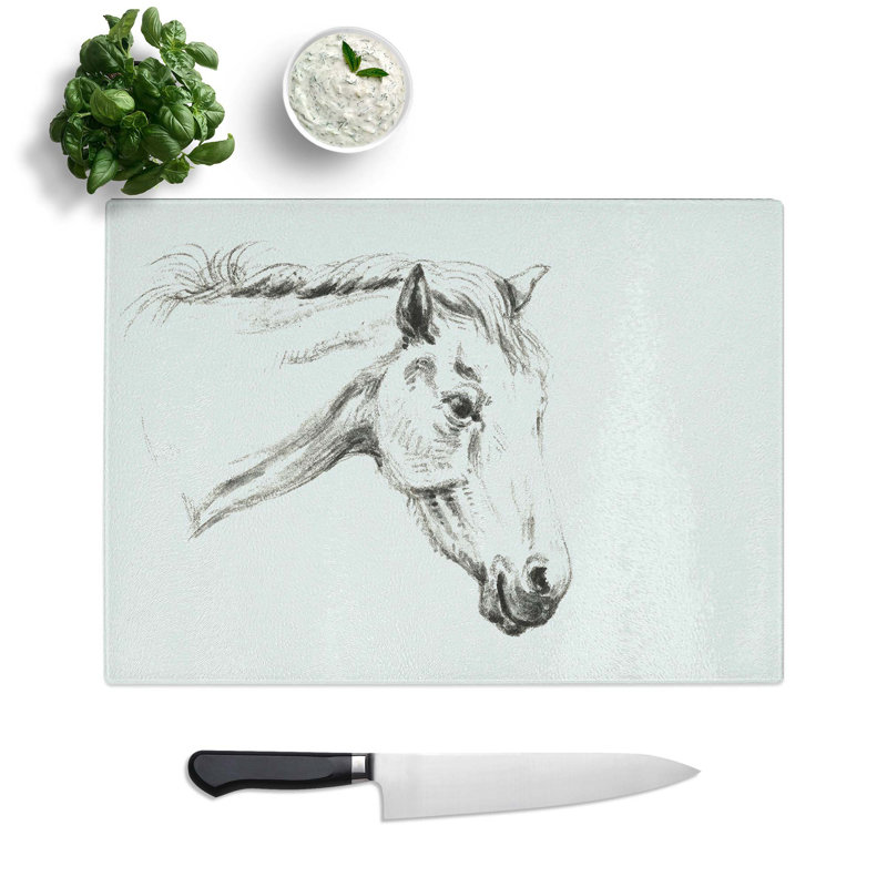 Tempered Glass a Portrait of a Horse Chopping Board, 28.5 cm W x 20 cm L
