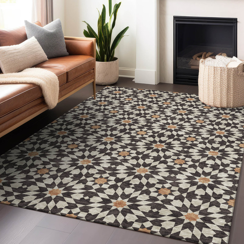 Premium Machine Washable Tweedy Charcoal Rug, Rectangle 8' x 10'