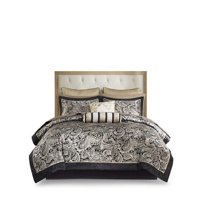 Ensemble d'édredon 12 pièces avec draps en coton noir, Noir