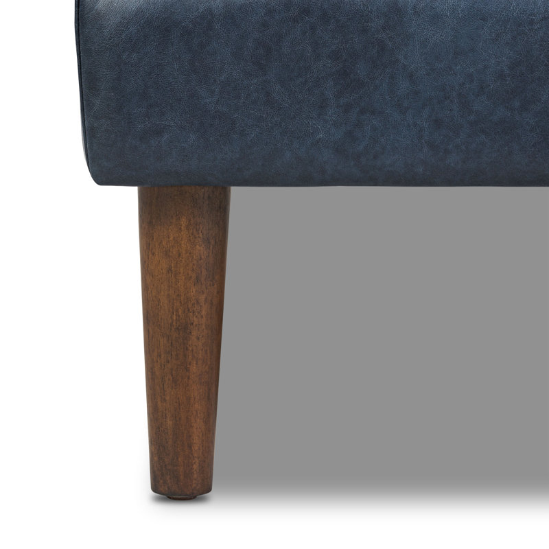 Napa Full Grain Genuine Italian Leather Ottoman, Midnight Blue