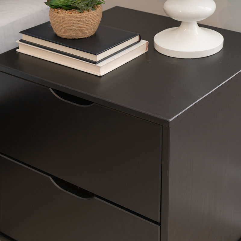 Marialana Solid Wood Nightstand Set Of 2, Black