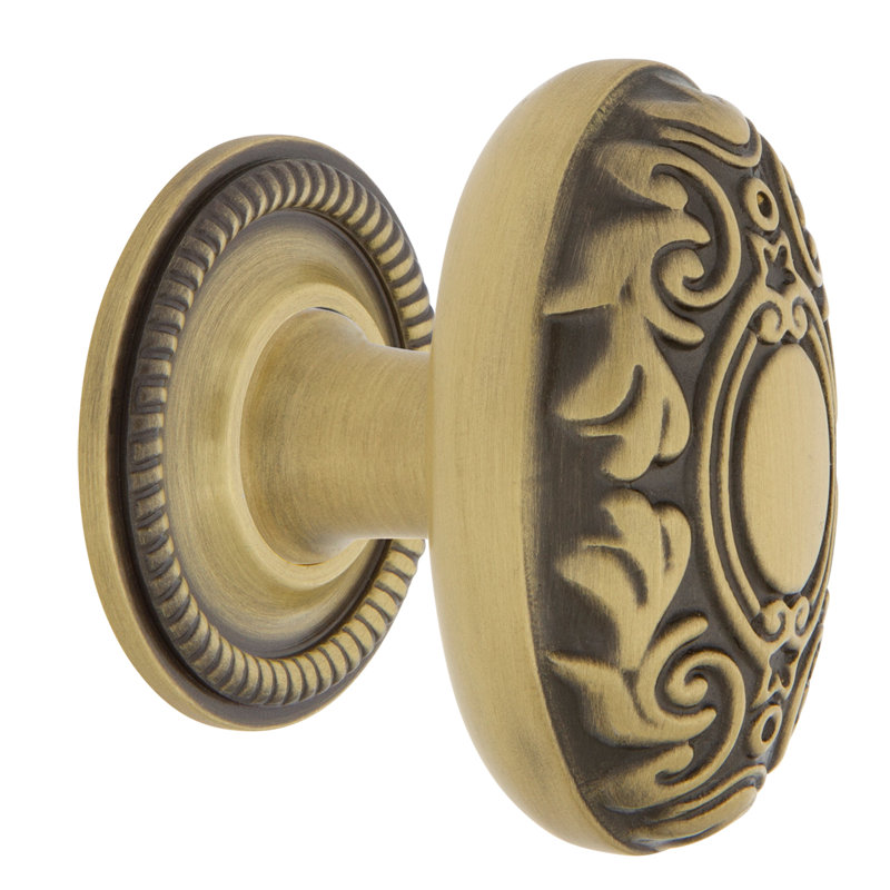 Victorian 1 3/4" Length Oval Knob, Antique Brass