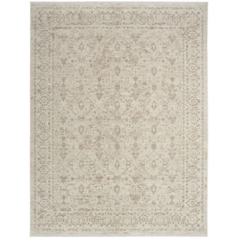 Tapis d'intérieur gris ivoire 6 pi x 9 pi Bentonville, Rectangle 3 pi 11 po x 5 pi 11 po