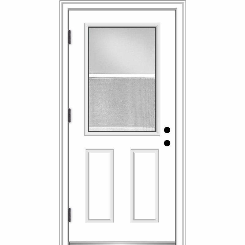 White Fiberglass 32"x80" Front Door with Clear Glass and Mini Blinds