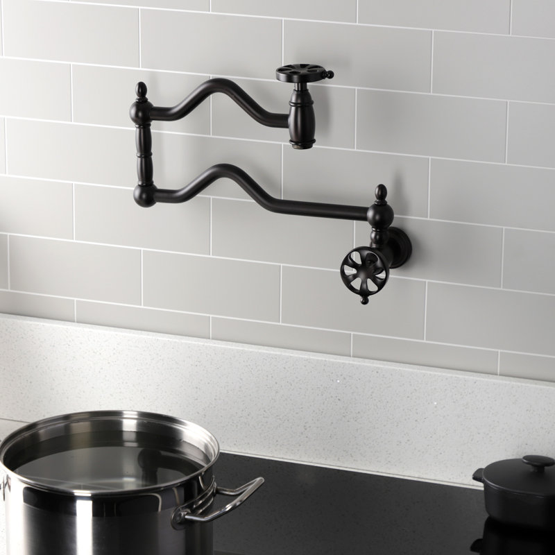 Kingston Brass Belknap Two-Handle 1-Hole Wall Mount Pot Filler Faucet, Oil Rubbed Bronze