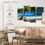 Palmier sur une plage de sable, ensemble de 4 reproductions d'art sur toiles murales-1161477549