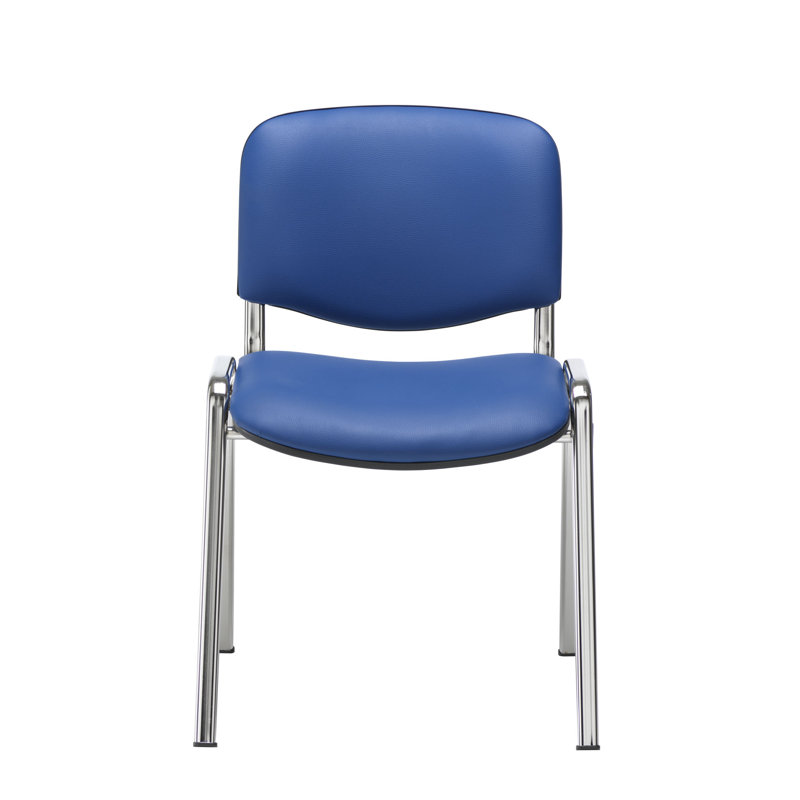 Silsden Armless Stacking Chair, Chrome, Blue
