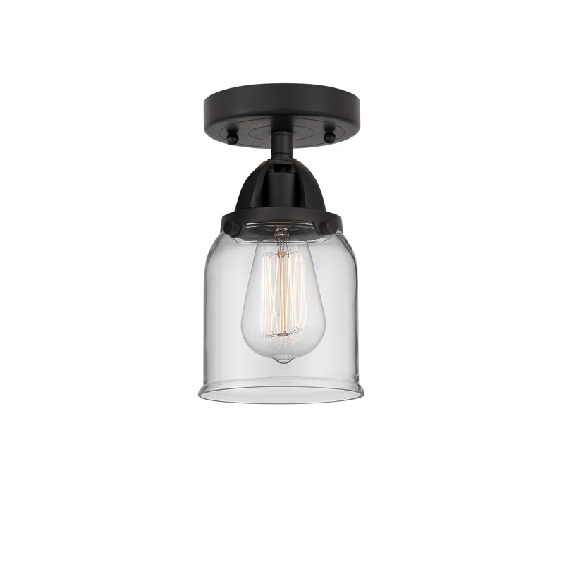 Plafonnier semi-encastré en verre, H 9,25 po x l 5 po x P 5 po, Transparent, Noir mat