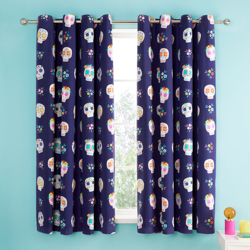 Sugar Skull Fiesta Reversible Eyelet Curtains