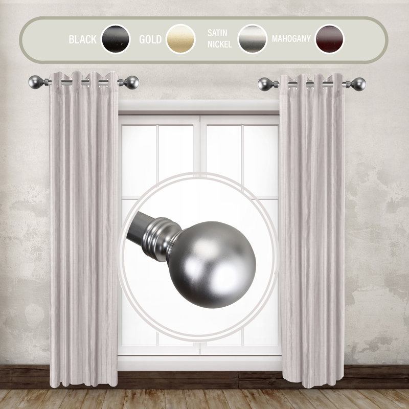 Tringle à rideaux simple Iorio Globe, Nickel satiné