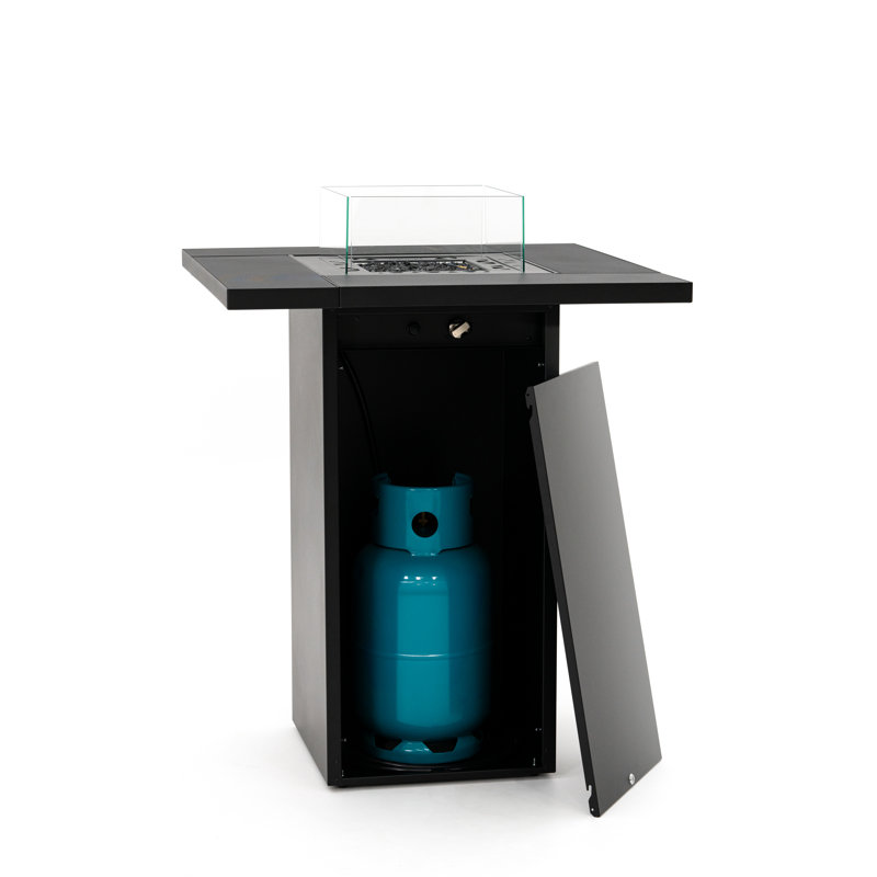 Square Table High Gas Fire Pit With Attachable Table