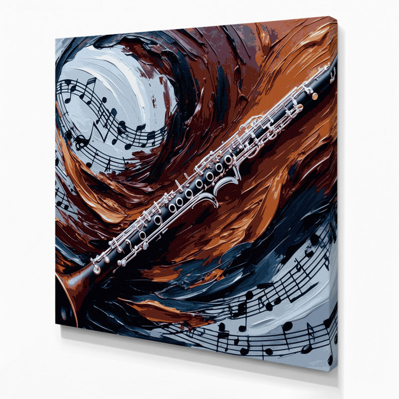 «Music Bass Clarinet», toile mauve, 32" H x 32" W