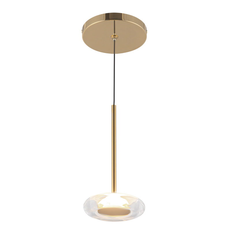 Luminaire suspendu 4 po Stephord, Doré, Clair, Verre transparent