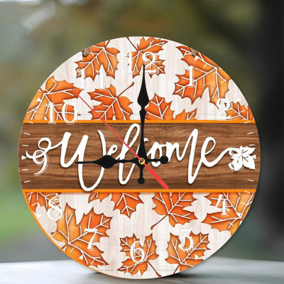 Horloge murale en bois 10 po, mouvement silencieux, à piles (piles AA non incluses), décor artistique, parfait pour les décorations