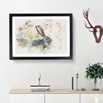 Hare in the Bushes - Picture Frame Painting Print on MDF