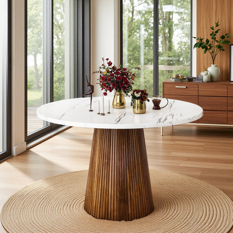 Table de salle à manger ronde Mid-Century de style moderne Mid-Century