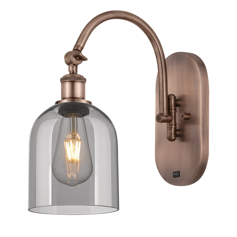 Odaniel Steel Armed Sconce, Antique Copper, Light Smoke